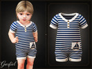 Sims 4 — Infant - Nautical striped romper with sailboat and gold buttons by Garfiel — A sailor-inspired infant romper