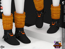 Sims 4 — Shoes KP2F- Female by KaTPurpura — Socks with a bat design, paired with striped leg warmers in Halloween colors