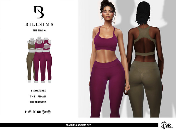 Sims 4 — Seamless Sports Set by Bill_Sims — This set includes a racer sports bra and a pair of high-rise leggings! -