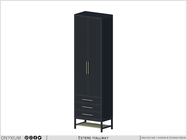 Sims 4 — Estero Cabinet Tall With Two Doors And Three Drawers by Onyxium — Onyxium@TSR Design Workshop Hallway Collection