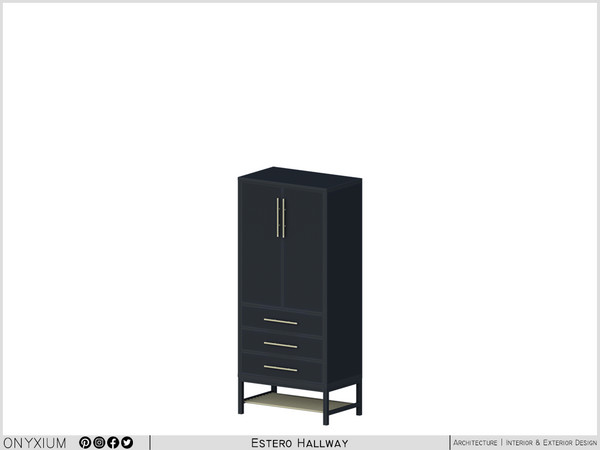 Sims 4 — Estero Cabinet Short With One Door And Three Shelf by Onyxium — Onyxium@TSR Design Workshop Hallway Collection -