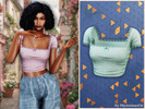 Sims 4 — Sweet polka dot lace crop top by MysteriousOo — This charming crop top features a square neckline, delicate lace