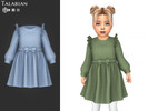 Sims 4 — Alexandra Dress With Ruffle Shoulders And Bow Waist by talarian — Dress with ribbed long sleeve top, ruffle