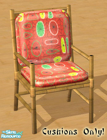 Sims 2 — Sim Tiki - Atomic Tribal Arm Chair by Shannanigan — Cushion Recolor. Requires original mesh to work in your