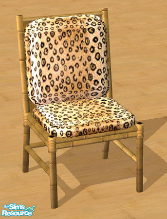 Sims 2 — Sim Tiki - Leopard & Bamboo Dining Chair by Shannanigan — Includes both the Leopard Print and newest Bamboo