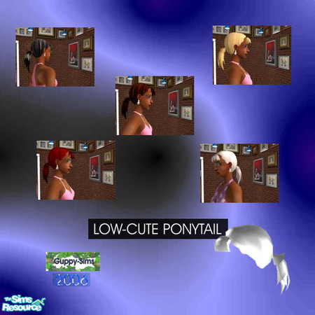 Sims 2 — Low-Cute Ponytail by guppy_gabriel — A low ponytail that looks cute... For Young Adults, Adults and Oldies. It's