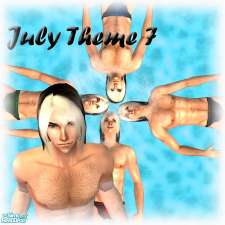 Sims 2 — July Theme 7 - 4 colors by The T — Let's go to the beach & Swimming in these swimwears! Model : 'Marcus