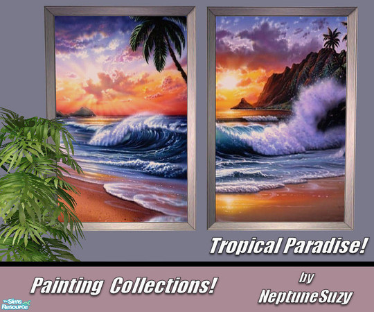 Sims 2 — NSC Painting Set31 - Tropical Sunset by Neptunesuzy — Your Sims will Love these Tropical Sunset Paintings on the