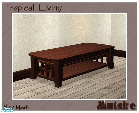 Sims 2 — Tropical Living - 2 Tile Coffeetable by Mutske — New Mesh. Made of Dark Mahogany.