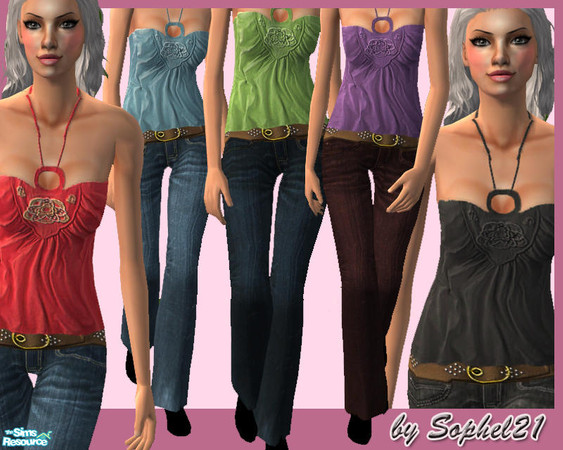 Sims 2 — SO_ElderCollection_007 by Sophel21 — set of 5 whole outfits for your elder sim ladies. Outfit comes with bootcut