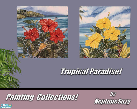 Sims 2 — NSC Painting Set29 - Tropical Flowers by Neptunesuzy — Your Sims will Love this pair of Tropical Flower