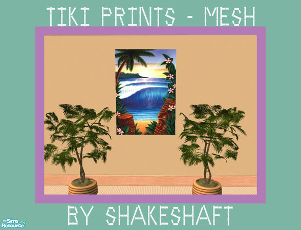 Sims 2 — Tiki Prints - New Mesh by Shakeshaft — Part of a New Mesh Painting Set with a tropical theme, set includes 1 New