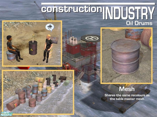 Sims 2 — Oil Drum - Dining Seat Mesh by Cyclonesue — A dining seat drum. This mesh takes its additional recolours from