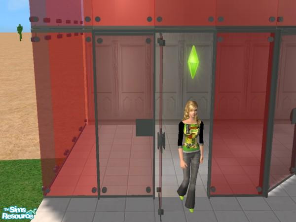 Sims 2 — Modern fullsize door No.1-redglass by stonetower — This door is well matched with my "Modern fullsize