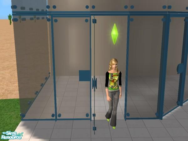 Sims 2 — Modern fullsize door No.1-blueframe by stonetower — This door is well matched with my "Modern fullsize