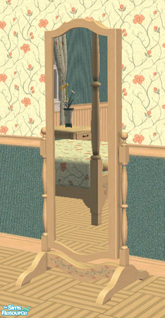 Sims 2 — Country Flowers Mirror by ImmeK — An elegant lightwood floor mirror based on a texture provided by detimgi for