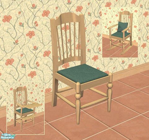 Sims 2 — Country Flowers Dining Chair Cushion in Teal by ImmeK — A seat cushion in a simple teal fabric for the