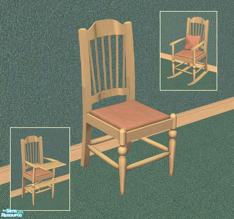 Sims 2 — Country Flowers Dining Chair Cushion in Peach by ImmeK — A seat cushion in a simple peach fabric for the
