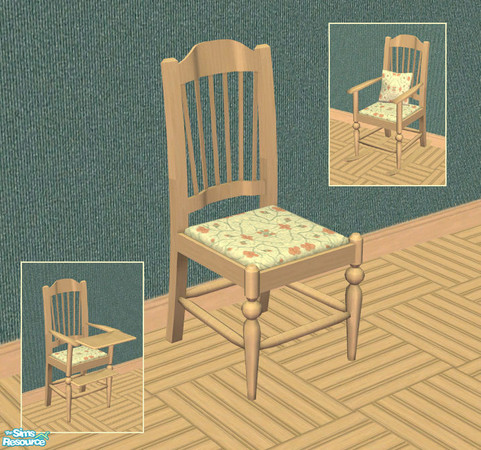 Sims 2 — Country Flowers Dining Chair Cushion in Flowers by ImmeK — A seat cushion in a flower print fabric for the