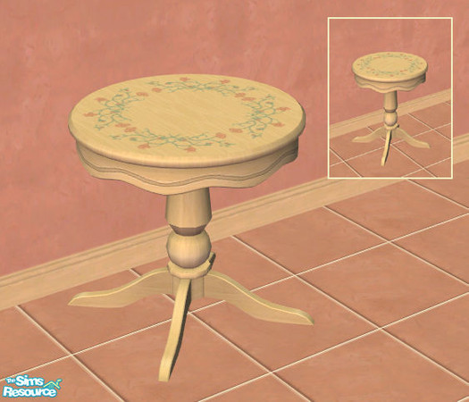 Sims 2 — Country Flowers Dining Table with Flowers by ImmeK — A lightwood dining table with hand-painted flower decor
