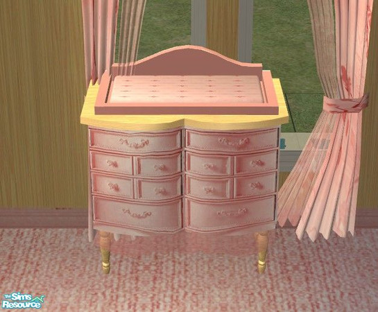 Sims 2 — Soft Dawn Nursery - Baby Table by Riverwillows — A soft pink recolor of my most popular set, The Twilight