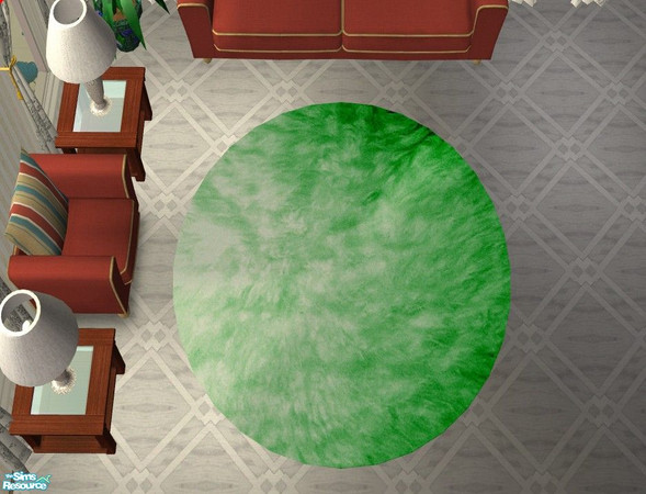 Sims 2 — Genuine 3x3 Round Sheepskin Rugs - Green by Riverwillows — Soft, beautiful rugs, in natural and 9 carefully dyed