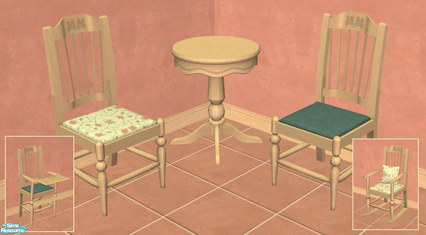Sims 2 — Country Flowers Dining Chair Frame with Flowers by ImmeK — A simple lightwood frame with hand-painted flower