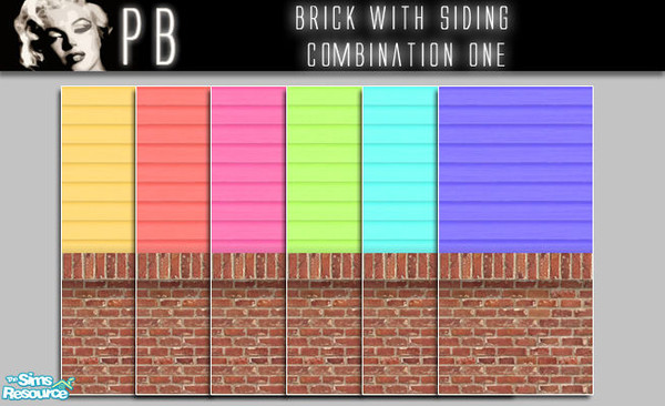 Sims 2 — Brick With Siding  by Pb_ — This is a set of 6 walls. It combines bricks with siding for a smart and effective