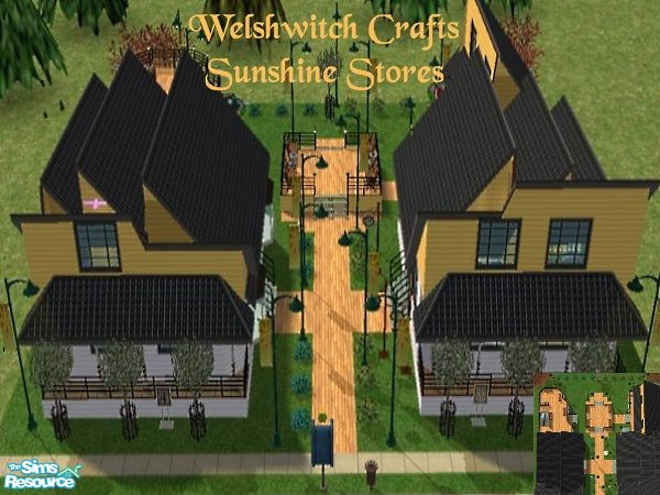 Sims 2 — Sunshine Stores by WelshWitch — Aptly named set of country stores, with grocers, restaurant, coffee bar, clothes