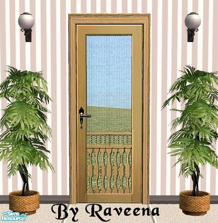 Sims 2 — Screen Door - Brown 2 by Raveena — Part of the 'Real' Screen Door set.You need BitzyBus's mesh file for this