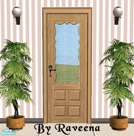 Sims 2 — Screen Door - Brown 5 by Raveena — Part of the 'Real' Screen Door set.You need BitzyBus's mesh file for this