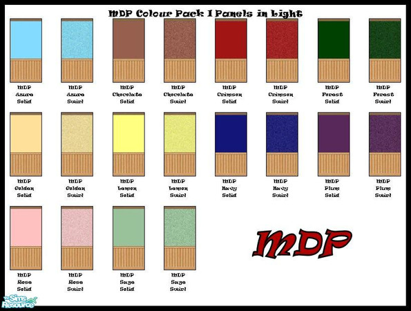 Sims 2 — MDP Colour Pack I Panels in Light by MelandStv — There are 20 colourful walls in this set. They are part of my