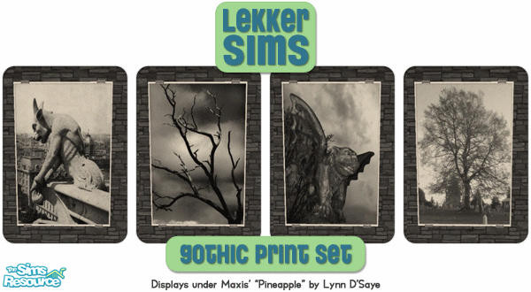Sims 2 — Gothic Print Set by Lekker Sims — By Lekker Sims. Requires Nightlife and CEP. Items will display under Maxis'