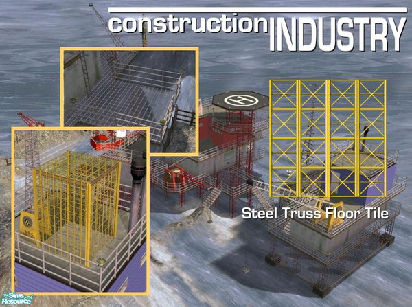 Sims 2 — Steel Truss Floor (Yellow) by Cyclonesue — A steel trussed transparent floor tile for your industrial lots and