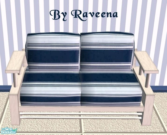 Sims 2 — Blue Mod Love Seat by Raveena — Part of the Blue Mod Living Room set. You need Nikki's mesh file for this object