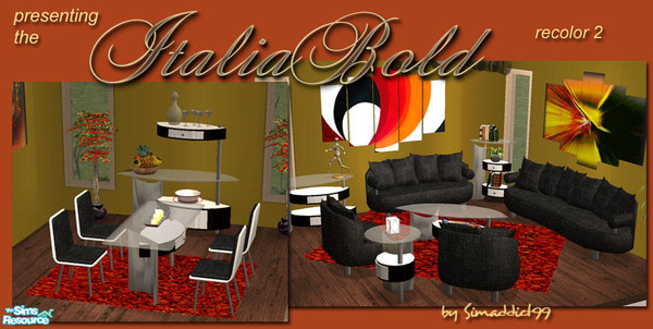 Sims 2 — Italia Bold Recolor by Simaddict99 — bold- black and white recolor for my Italia Collection. Meshes required -