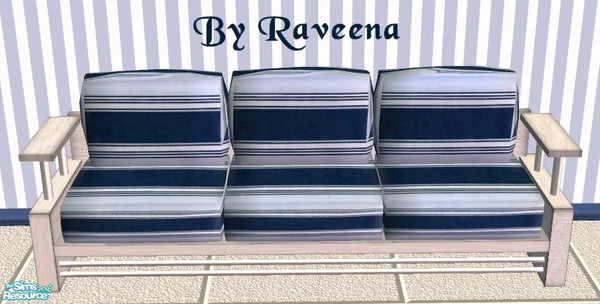 Sims 2 — Blue Mod Sofa by Raveena — Part of the Blue Mod Living Room set. You need Nikki's mesh file for this object to