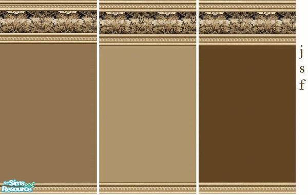 Sims 2 — jsf Designs in browns by jsf — Three painted walls in shades of browns with a wood acanthus moulding