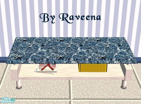 Sims 2 — Blue Mod Coffee Table by Raveena — Part of the Blue Mod Living Room set. You need Nikki's mesh file for this
