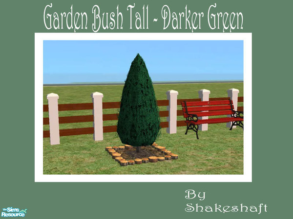 Sims 2 — Garden Bush Tall - Darker Green by Shakeshaft — Part of a set of 3 Garden Bushes, extracted files converted into