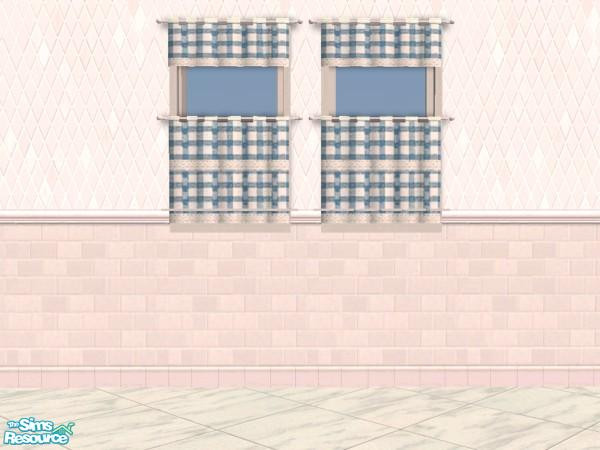Sims 2 — cafecurtainbluechecked by cat3cm — by cat3cm