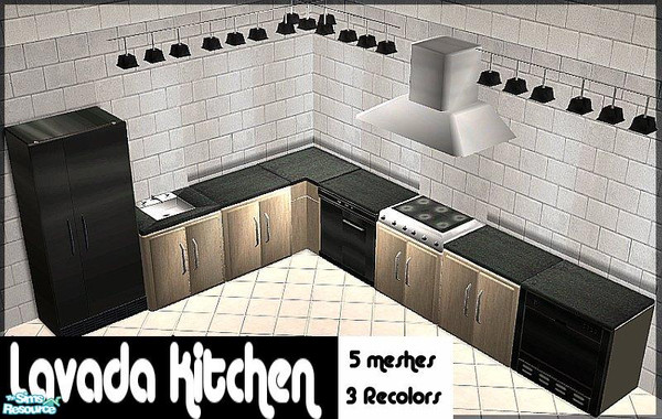 Sims 2 — The Lavada Kitchen by NewSimSimGirl — 5 new meshes and 3 maxis recolors. *The counter file contains 3 more color