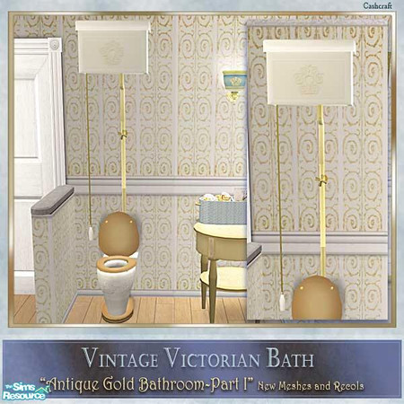 Sims 2 — Antique Gold Bath Part I - High Toilet by Cashcraft — A vintage Victorian high-tank toilet. Antique Gold