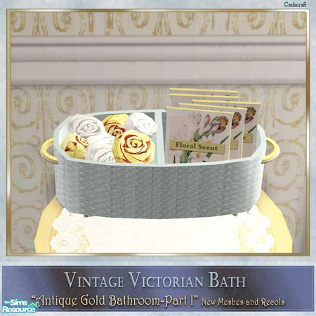 Sims 2 — Antique Gold Bath Part I - Potpourri by Cashcraft — Antique Gold Bathroom, Part I includes 4 new meshes: a