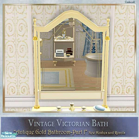 Sims 2 — Antique Gold Bath Part I - Mirror by Cashcraft — Antique Gold Bathroom, Part I includes 4 new meshes: a vanity,