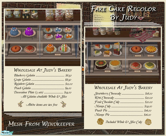 Sims 2 — Judy Fake Bake Goods Recolor Set by judyhugsnoopy — Are you going to plan opening a bakery or cake shop? Why