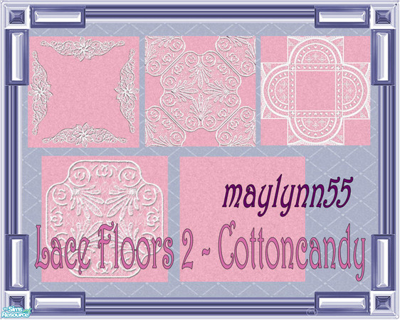 Sims 2 — Lace Floors 2 ~ Cottoncandy by maylynn55 — This set consists of 4 carpets and 1 linoleum in cottoncandy pink.