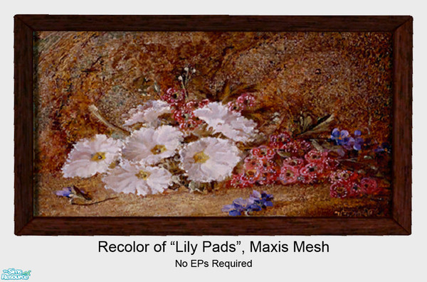Sims 2 — Large Floral Oil Painting by dancingaphrodite — Step back into a time of gracious living. Tasteful golds and