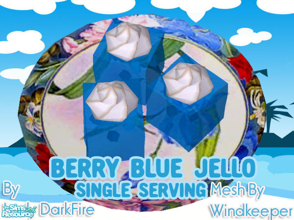 Sims 2 — Decor Berry Blue Jello - Slice by Lady Darkfire — A recolour of gelatin using Windkeeper's fake 'gelatin' mesh.