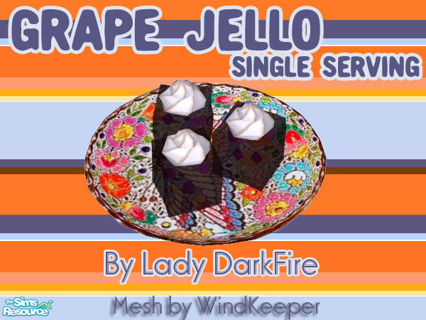 Sims 2 — Decorative Grape Jello - Slice by Lady Darkfire — A recolour of gelatin using Windkeeper's fake 'gelatin' mesh.